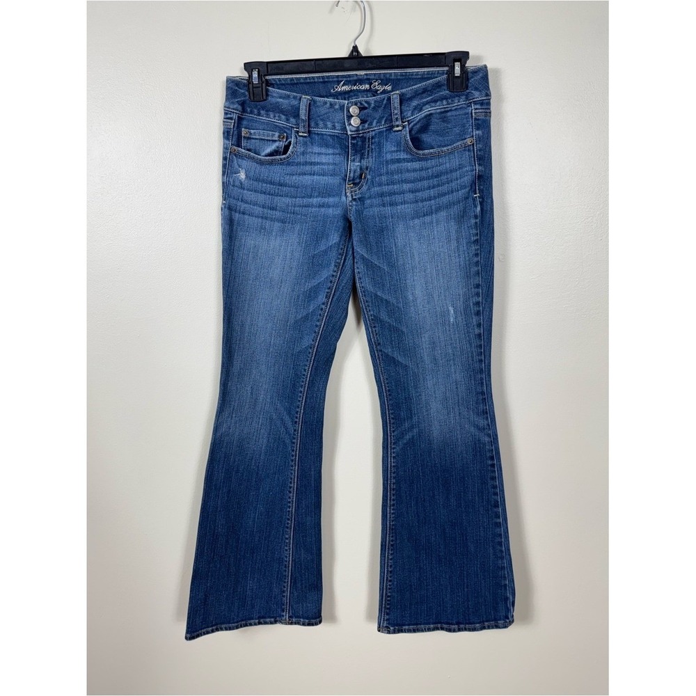Vintage Y2K American Eagle Womens Artist Flare Jeans Size 8 Short Festival Dark